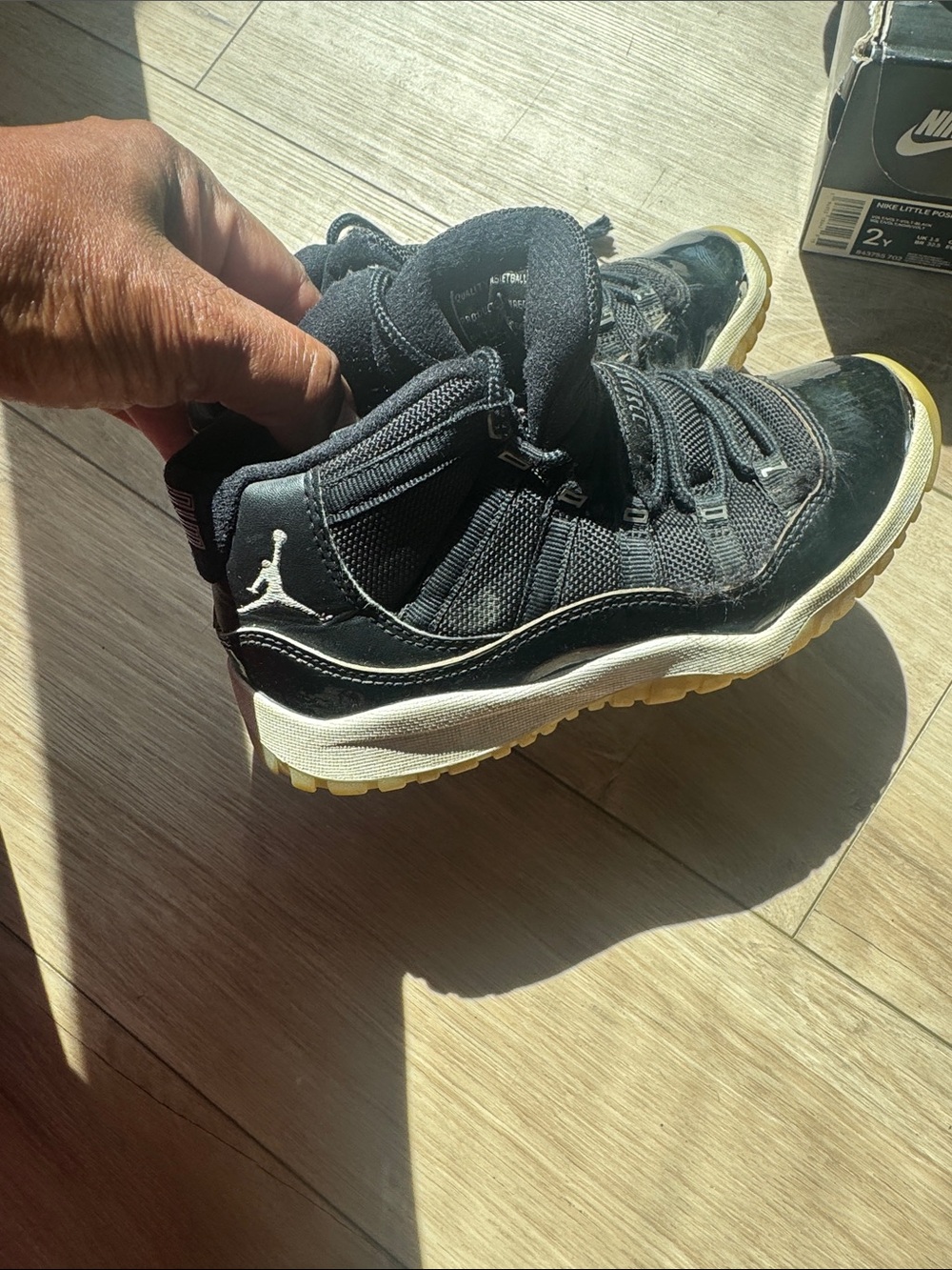 Jordan Kids Black and White High-Top Sneakers with Gum Outsole